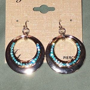 🆕Gorgeous blue crystal hoop dangle earring NEW